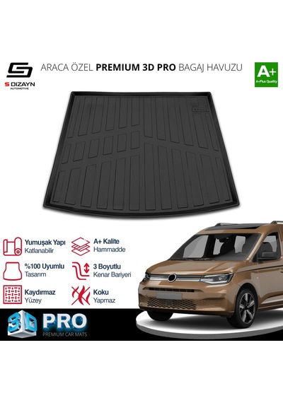 S-dizayn Vw Caddy 3d Pro Bagaj Havuzu 2020 Üzeri A+ Kalite