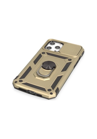 Apple iPhone Uyumlu  12 Pro Max Kılıf Pars Lens Yüzüklü Silikon -  Gold