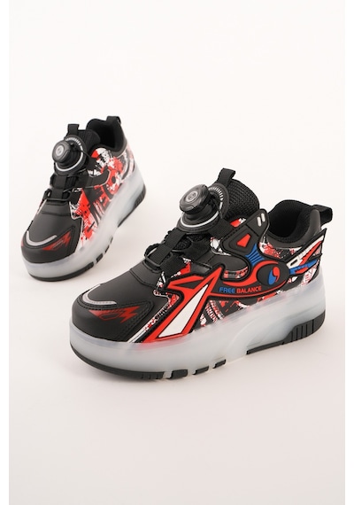Muggo Pato Çocuk Işıklı Patenli Tekerlekli Sneaker Spor Ayakkabı Siyah