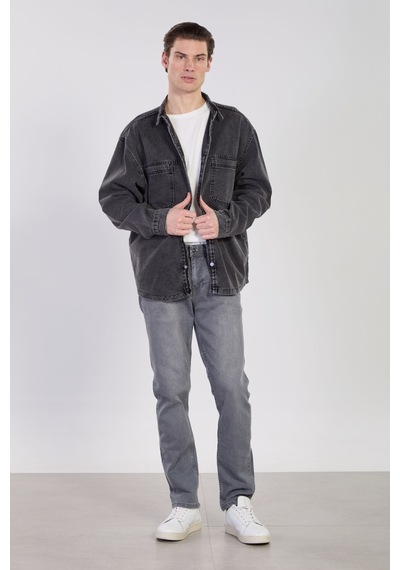 Barrels And Oıl Erkek Çift Cep Çıtçıtlı Denim Ceket - Siyah Kar Y. Siyah Kar Y.