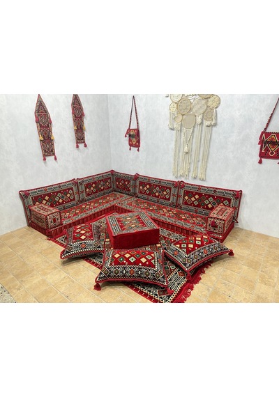 Coton Şark Köşesi Şili Desen Minder Takımı 18 Parça
