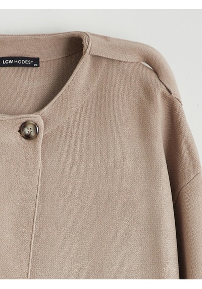 Lcw Modest Bej Atkı Detaylı Oversize Kadın Triko Kazak