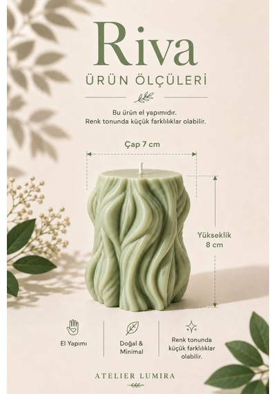 Riva - Dekoratif Mum Açık Yeşil