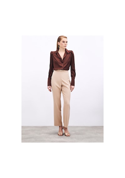 Sateen Aksesuar Detaylı Pantolon - Camel