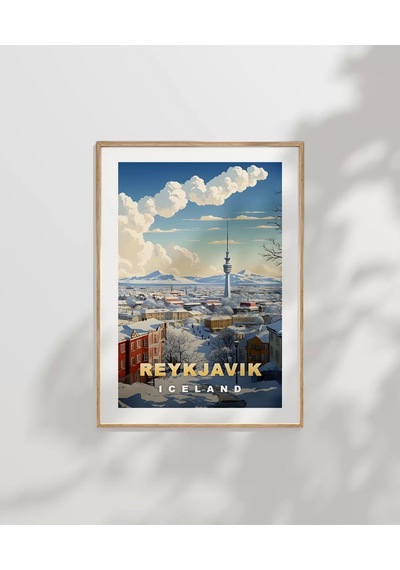 Çerçevesiz Poster Reykjavik Kış Güzelliği