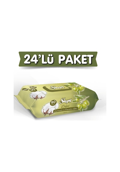 Sleepy Islak Havlu Mendil 90 Yaprak Pamuk&Zeytin Yağlı 24 Lü Set