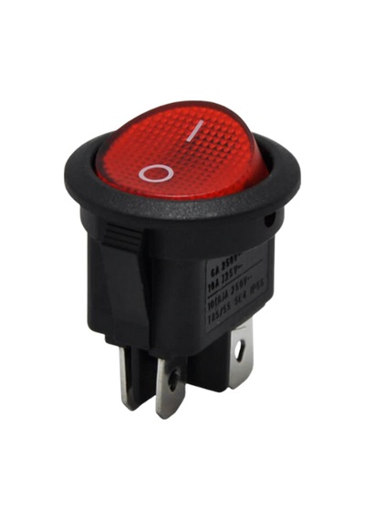 Yuvarlak Işıklı On-off 220 Volt Anahtar Kırmızı 4 Pinli Yuvarlak Işıklı Switch 5 Adet