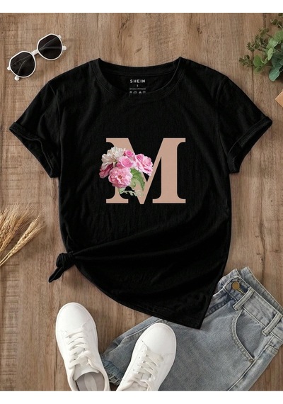 Flood Of Style Kadın Siyah M Gül Baskılı Oversize