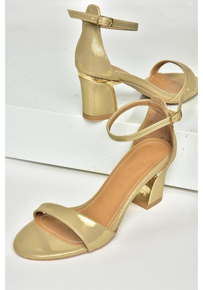 Fox Shoes U820231509 Altın Kalın Topuklu Kadın Ayakkabı Altın