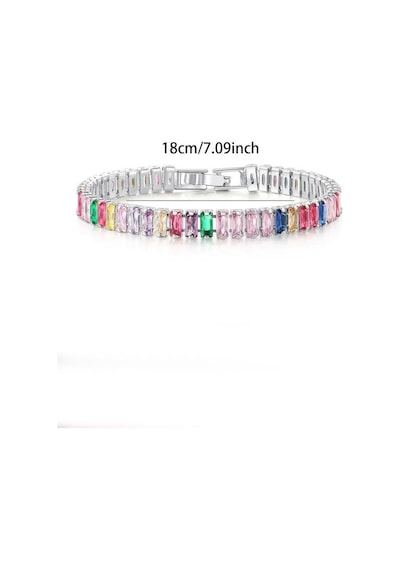 Kadın 316 L Çelik Vip Seri Antialerjik Baget Zirkon Taşlı Su Yolu Bileklik Ölçüleri 17cm + 3 Cm Uzatma 7 Mm Taş Boyutu-5209 Gri