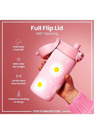 Ion8 - Paslanmaz Çelik Çocuk Suluk - Papatyalar - 400 Ml - Sızdırmaz Çok Renkli