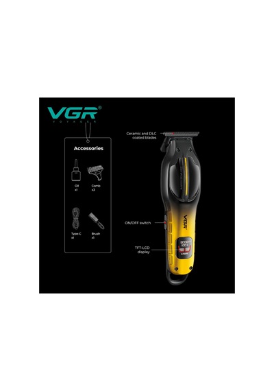 V-226 Tam Metal Gövde Dlc Bıçaklı Saç Sakal Çizim Makinesi Trimmer