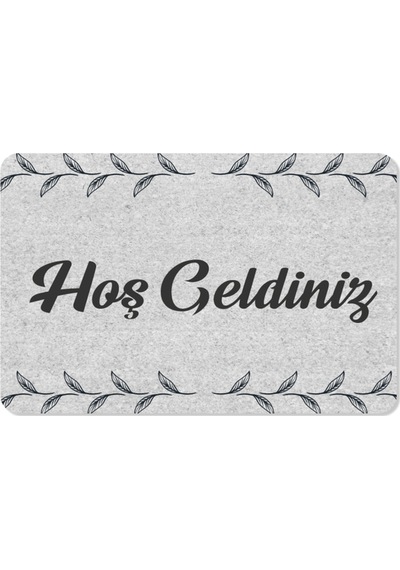 Hoş Geldiniz Yazılır Coco Görünümlü Dekoratif Dış Kapı Önü Ve Iç Mekan Paspası Gri