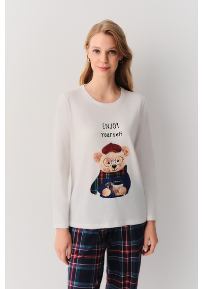 Suwen Teddy Bear Pijama Takımı Lacivert