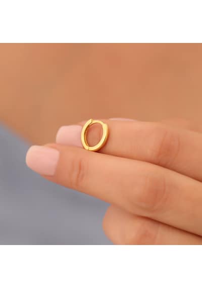 925 Ayar Gümüş Halka Küpe Çap:12,50 - E00258 Gold