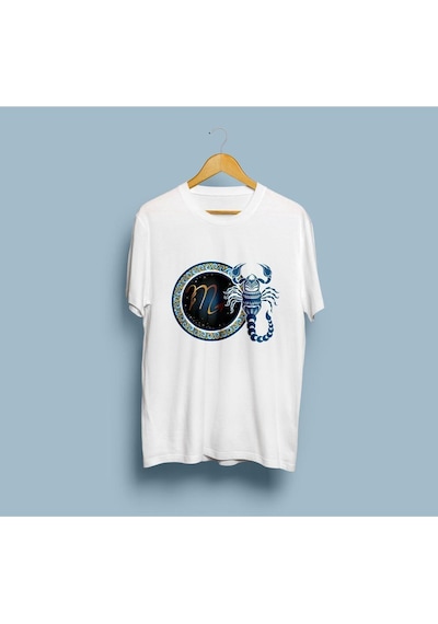Oversize Akrep Baskılı Tasarım T-shirt Beyaz