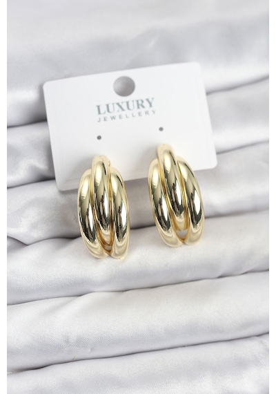 Gold Renk Pirinç Yarım Halka Model Kadın Küpe