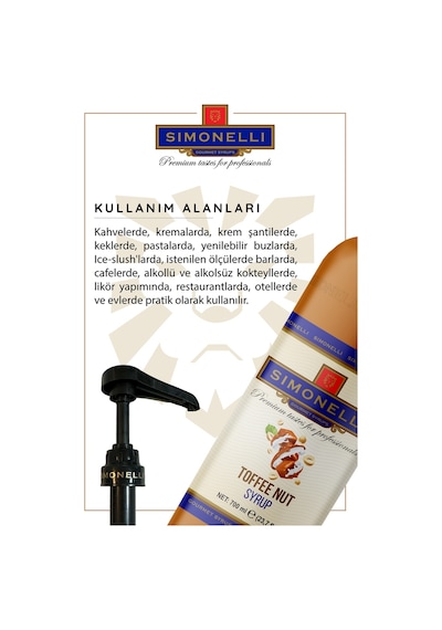 Simoenlli Kahve Şurubu Toffee Nut Aromalı 700 ML + Pompa Simonelli