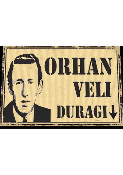 orhan veli durak tabelası retro ahşap poster