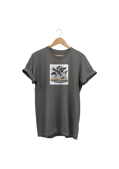 Widi Yaban Ördeği Baskılı Gri T-shirt Antrasit
