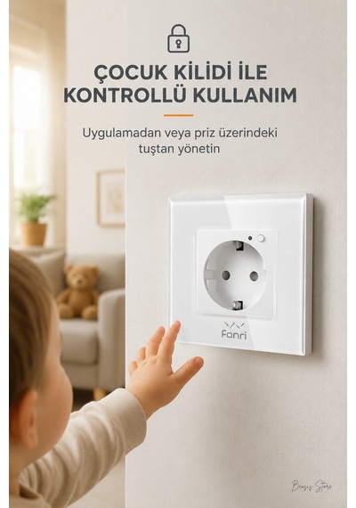 Fonri Wifi Akıllı Duvar Prizi Beyaz Uzaktan Kontrol, Zamanlama, Çocuk Kilidi Tuya Destekli
