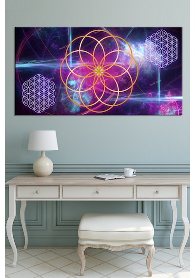 Yaşam Çiçeği Kutsal Geometri Sri Yantra Kanvas Tablo