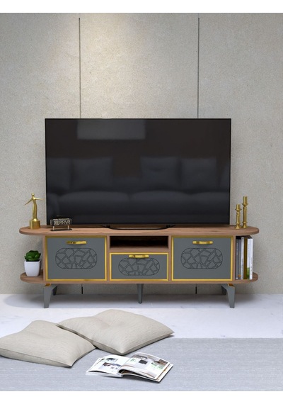 Tv Sehpası Mira 5030 Atlantik Gold 160 Cm 35 Cm 50 Cm Kahverengi