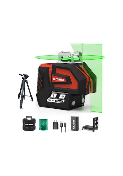Kobb Kbl32gtp Profesyonel Li-ion Yatay 360 Ve Dikey Otomatik Hizalamalı Yeşil Nokta Şakül Ve Çapraz Çizgi Lazer+tripod