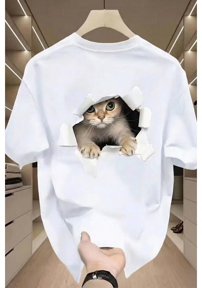 Catys 2026 Oversize Unisex Kadın Tshirt Beyaz