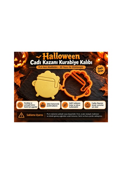 Halloween Cadı Kazanı Kurabiye Kalıbı - Hamur Kesici Cadılar Bayramı Kalıbı Diğer