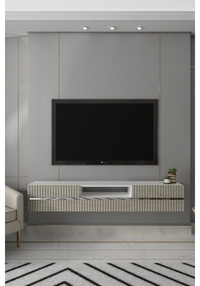 180dhdtdaç5btg Tedy Duvara Monte Pleksi Lazer Desen Kapaklı Tv Sehpası Beyaz-traverten-gümüş