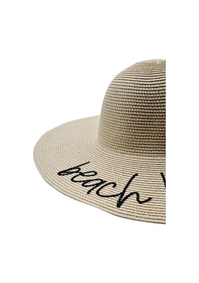 Tezzgelsin Kadın Beach Please Nakış İşlemeli Hasır Şapka Bej