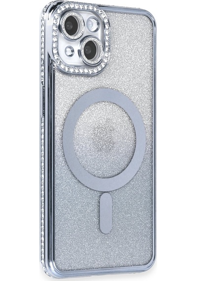 Newface Apple Uyumlu iPhone 14 Kılıf Joke Simli Magneticsafe Kılıf - Mavi