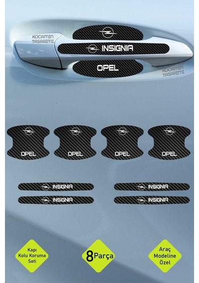 Premium Opel Insignia Karbon Desenli Kapı Kolu Koruyucu Seti Çizilmelere Karşı Dayanıklı 8 Parça