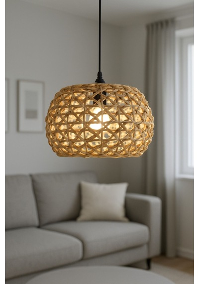 Ring Model Tekli Rattan Bambu Tasarım İskandinav Bohemsarkıtavize
