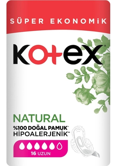 Kotex Natural Uzun Hijyenik Ped 16'lı 2 Adet