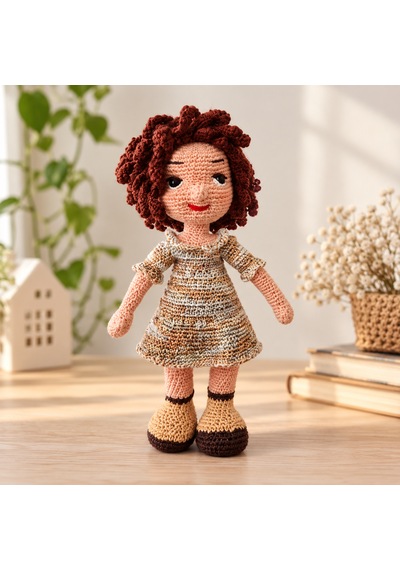 Kıvırcık Saçlı Amigurumi Bebek 29 Cm