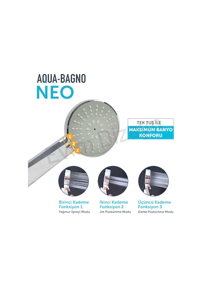 Aqua Bagno Neo El Duşu - Duş Başlığı 3 Fonksiyonlu