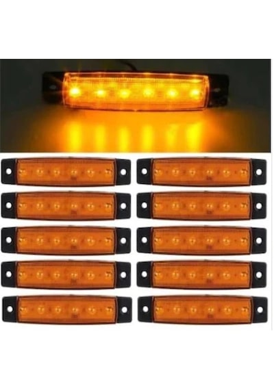 10 Adet Parmak Lamba Led Dorse Lamba 6 Ledli 12V - 24V Sarı N11.4317