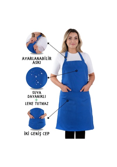 Sevilya Simple Ayar Askılı Mutfak Önlüğü Mavi