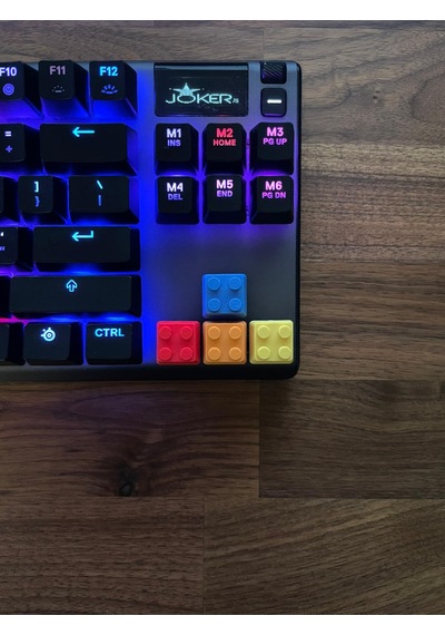 Renkli Yapı Bloğu Tasarımlı 3'lü Set Mekanik Klavye Tuşu Oyuncak Temalı