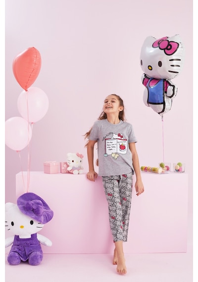 Siyah İnci Lisanslı %100 Pamuk Çok Renkli Bisklet Yaka Pijama Takım Hk001 Gri Siyah İnci Lisanslı %100 Pamuk Çok Renkli Bisklet Yaka Pijama Takım Hk001 Gri