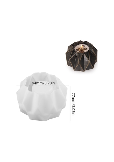 Silikon Kalıp Taş Tozu İthal Geometrik Yüzeyli Mumluk Saksı Kalıbı Epoksi Reçine Hb140-0142