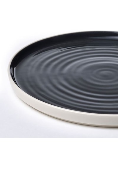 Ombonad Tabak Seti, 26 Cm Gri Renk 2 Li Rustik-stoneware Servis Sunum Tabağı