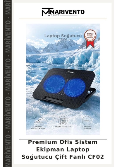 Premium Ofis Sistem Ekipman Laptop Soğutucu Çift Fanlı Cf02