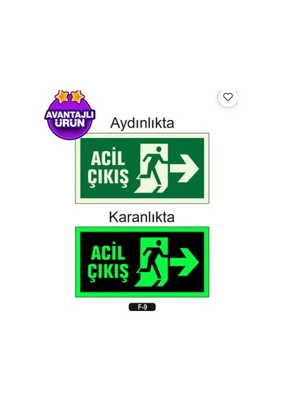 Yangın 1 Adet Fosforlu Sağ Gösteren Levhadır İç Alanda Kullanılmaktadır