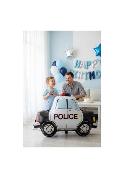 Polis Arabası Folyo Balon 76x59 Cm Polis Temalı Çocuk Doğum Günü Parti Süsü Çok Renkli