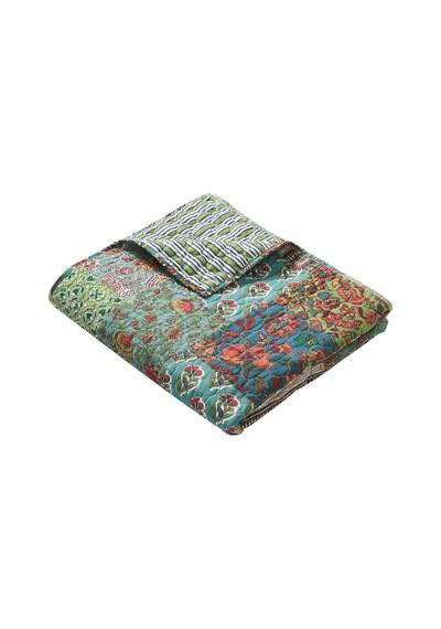 Greenland Home Jasmin Boho Tarzı Ters Çevrilebilir Örtü Yorganı, 127x152 Cm, Yeşim Taşı Çok Renkli