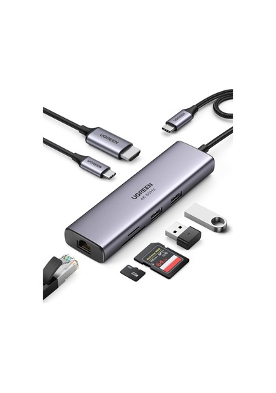 Usb C Hub 4k 60hz Hdmı Hdr 1gbps Ethernet 100w Pd, Sd/microsd, Macbook Air/pro, İpad İçin 2 Usb 3.0 Uyumlu