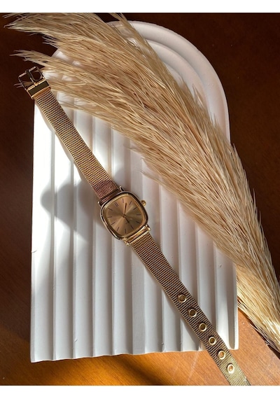 Gold Hasır Kordon Minimal Kadın Kol Saati Modern Vintage Model Bb0021 Gümüş